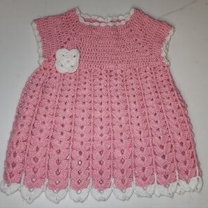 Pink Crochet Kids Casual Dress